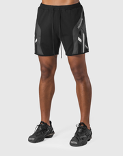 Multi Pattern Side Mesh Shorts - Black