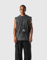Fire Panther Graphic Vintage Tanktop - Black
