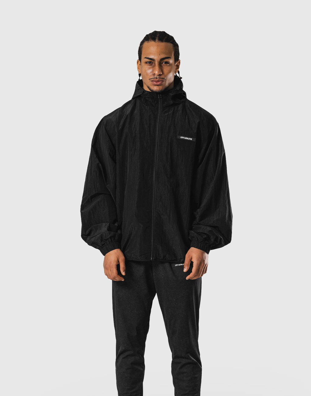 Stretch Nylon Wappen Hoodie Jacket - Black – LÝFT