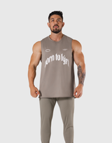 Stretch Waffle Nylon Loose Fit Tanktop - Beige