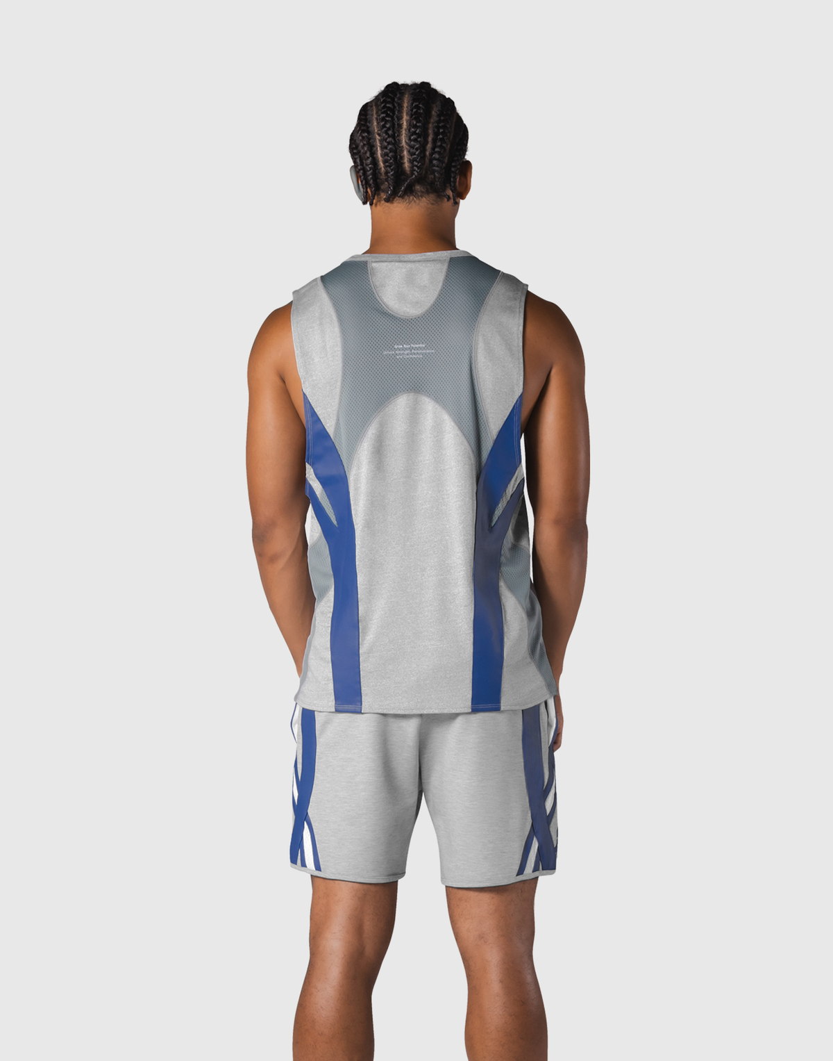 Multi Pattern Back Mesh Loose Tanktop - Grey