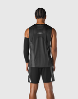 Multi Pattern Back Mesh Loose Tanktop - Black