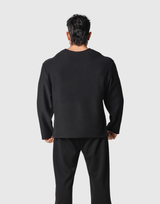 Thermal Loose Wappen Long T-Shirt - Black