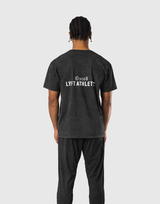 Stretch Nylon Emblem Vintage T-Shirt - Black
