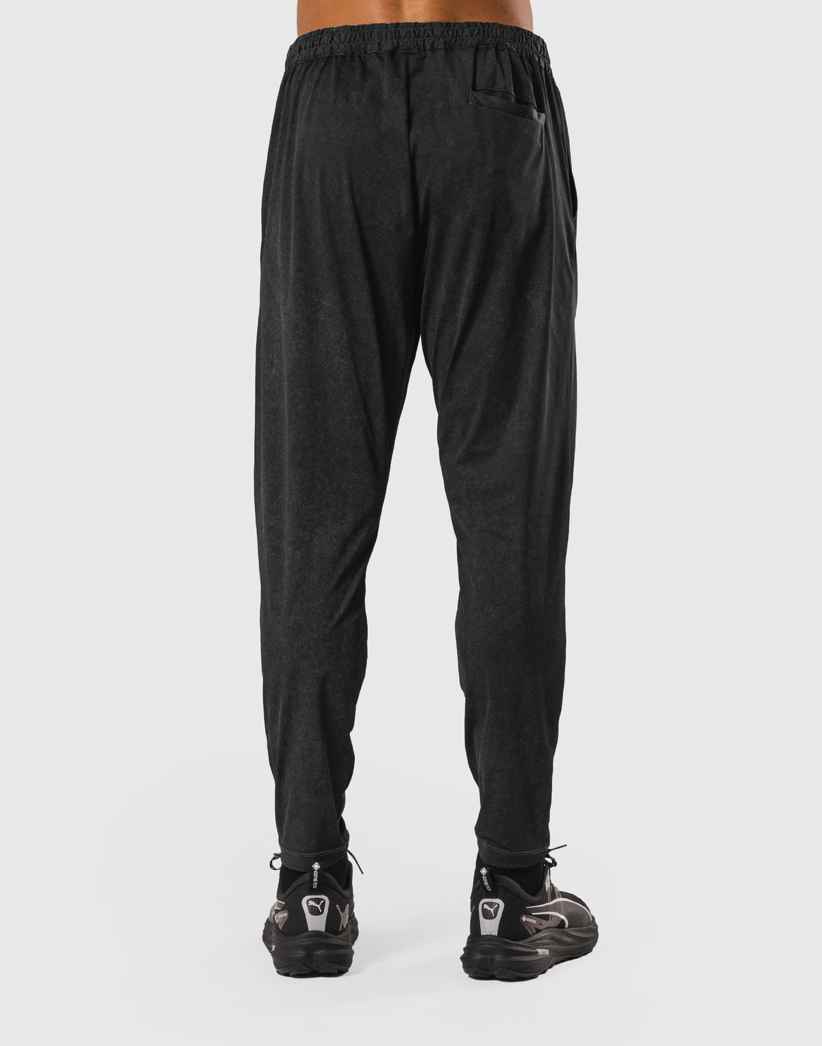 Stretch Nylon Applique Vintage Long Pants - Black