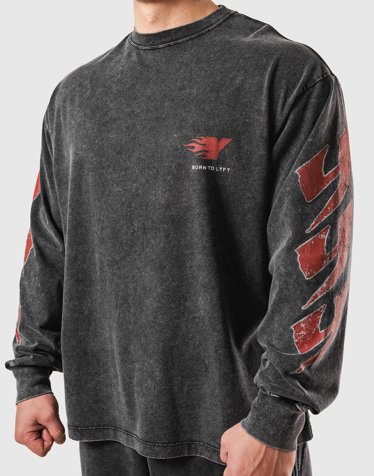 Fire Y Graphic Long Sleeve T-Shirt - Black