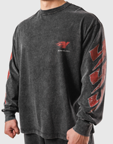 Fire Ý Graphic Long Sleeve T-Shirt - Black