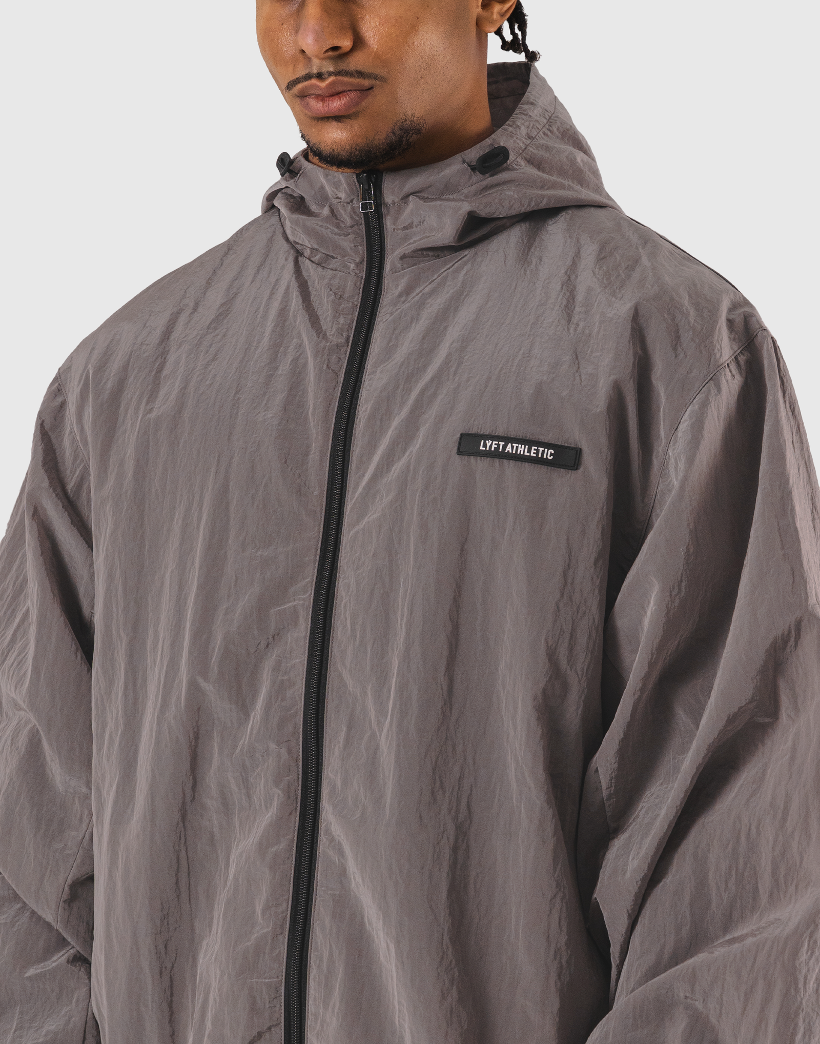 Stretch Nylon Wappen Hoodie Jacket - D.Grey – LÝFT