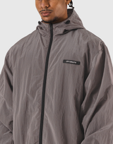 Stretch Nylon Wappen Hoodie Jacket - D.Grey