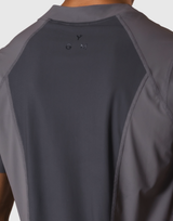 Back Mesh Stretch Slim T-Shirt - D.Gray