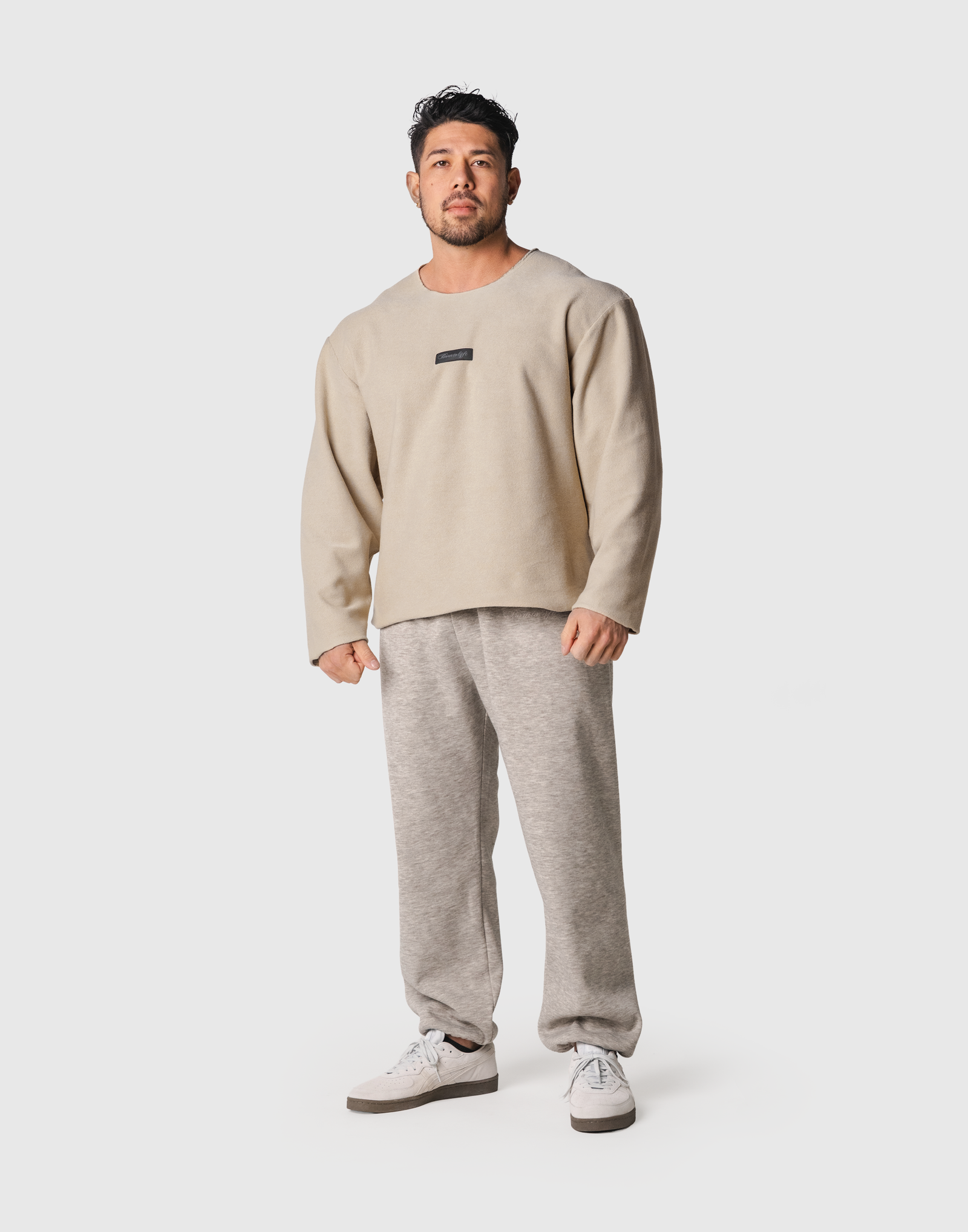 Thermal Loose Wappen Long T-Shirt - Beige – LÝFT