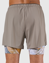 Layered Stretch Nylon Shorts - Beige