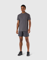 Back Mesh Stretch Slim T-Shirt - D.Gray