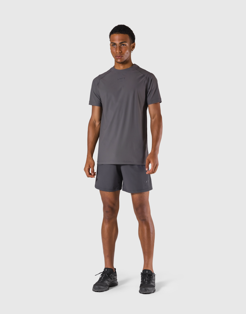 Back Mesh Stretch Slim T-Shirt - D.Grey – LÝFT