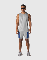 Multi Pattern Back Mesh Loose Tank Top - Grey