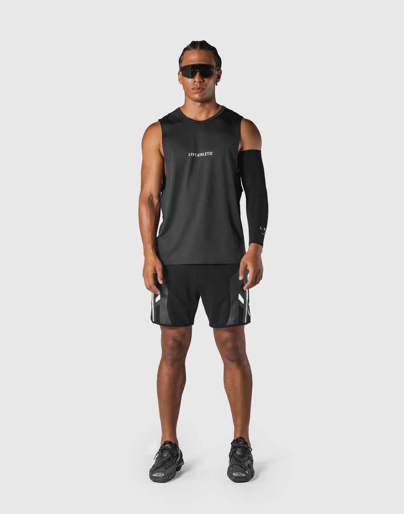 Multi Pattern Back Mesh Loose Tanktop - Black – LÝFT