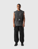 Fire Panther Graphic Vintage Tanktop - Black