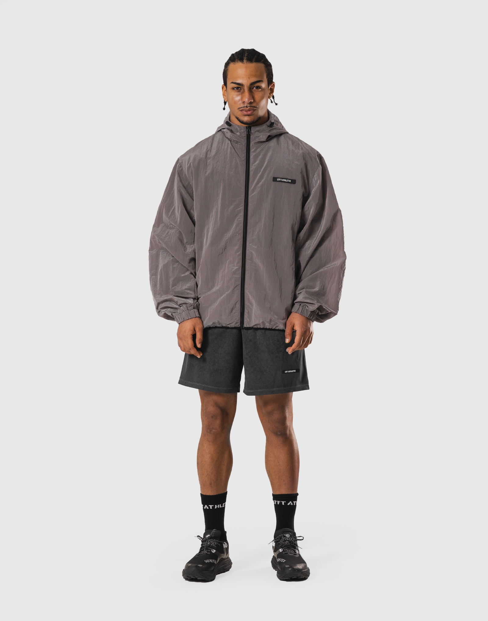 Stretch Nylon Wappen Hoodie Jacket - D.Grey – LÝFT