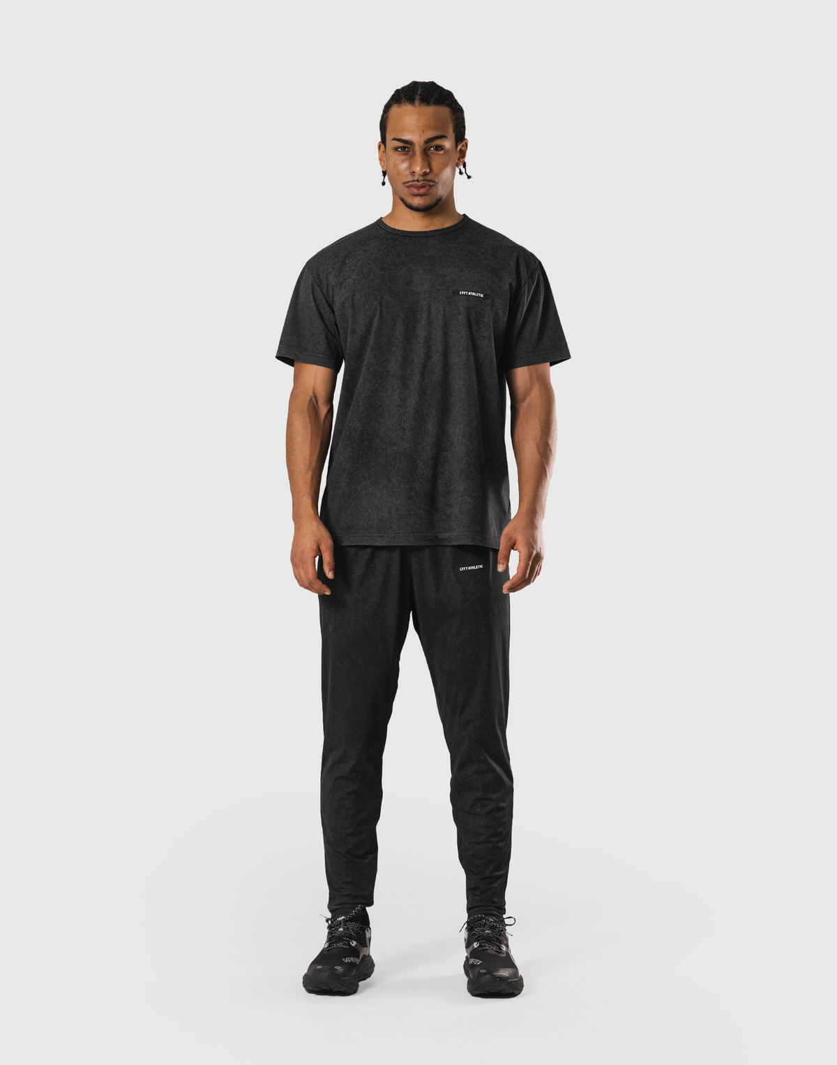 Stretch Nylon Emblem Vintage T-Shirt - Black