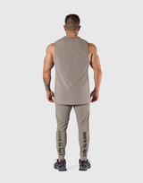 Stretch Waffle Nylon Loose Fit Tanktop - Beige