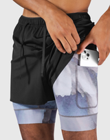 Layered Stretch Nylon Shorts - Blue