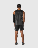 Multi Pattern Back Mesh Loose Tanktop - Black