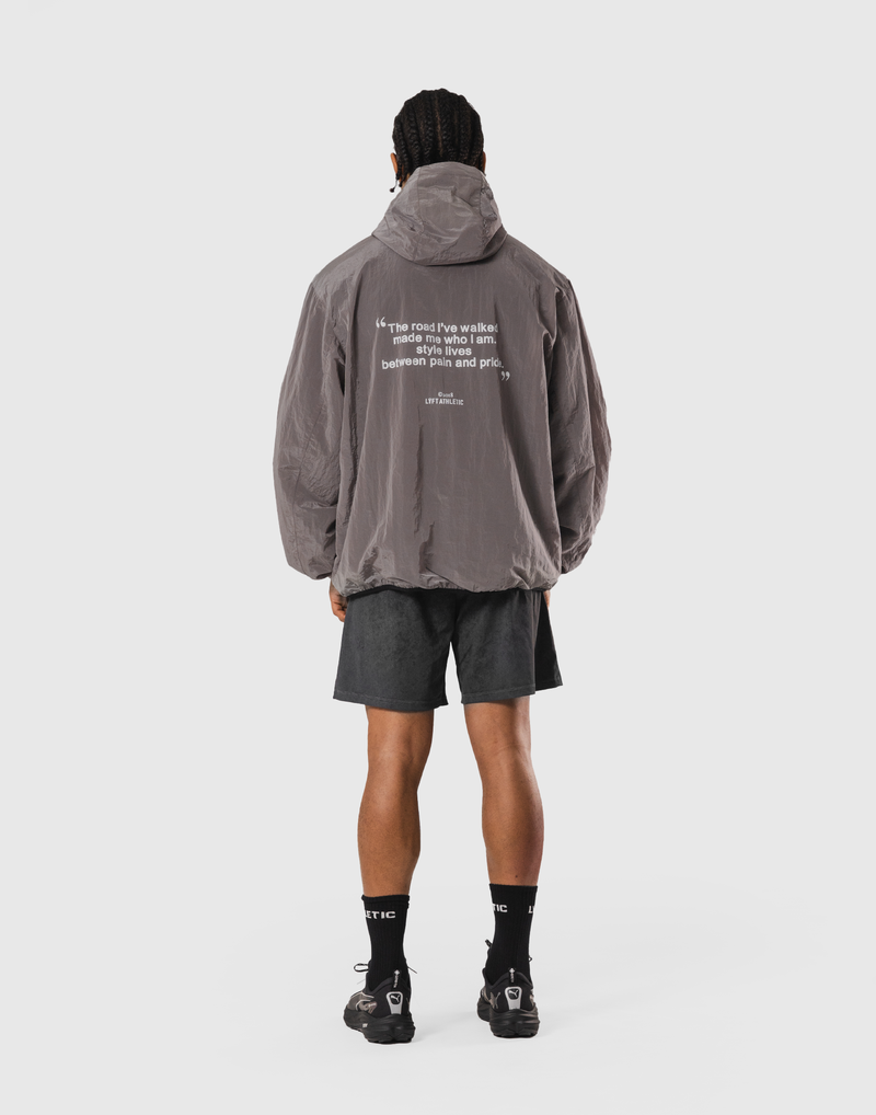 Stretch Nylon Wappen Hoodie Jacket - D.Grey – LÝFT Stretch Nylon Wappen Hoodie Jacket - D.Grey – LÝFT