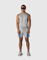 Multi Pattern Back Mesh Loose Tank Top - Grey