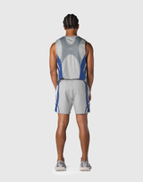 Multi Pattern Back Mesh Loose Tank Top - Grey