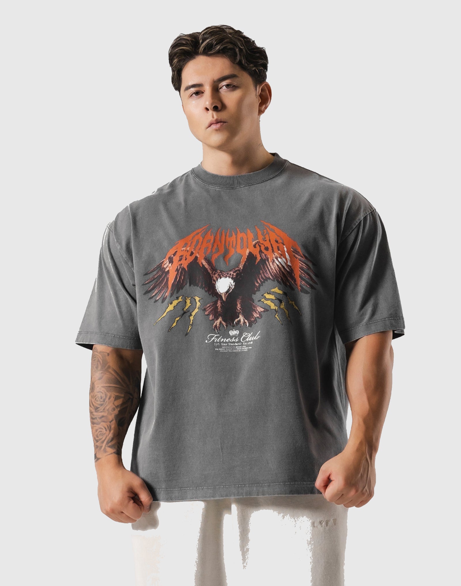 Eagle Graphic Vintage Big T-Shirt - D.Grey – LÝFT