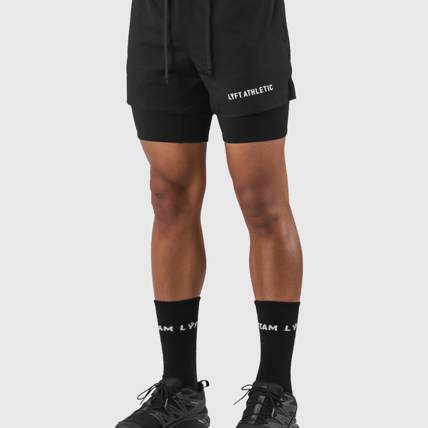 LYFT 黒 ショートパンツ ジムウェア Layered Stretch Shorts - Black – LÝFT