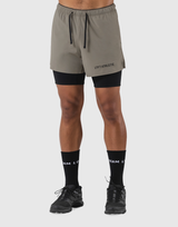 Layered Stretch Shorts - Beige