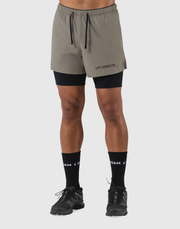 Layered Stretch Shorts - Beige