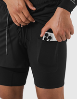 Layered Stretch Shorts - Black