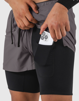 Layered Stretch Shorts - D.Grey