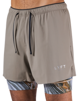 Layered Stretch Nylon Shorts - Beige