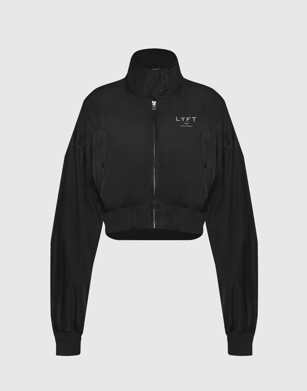 Cropped Light Bomber Jacket - Black