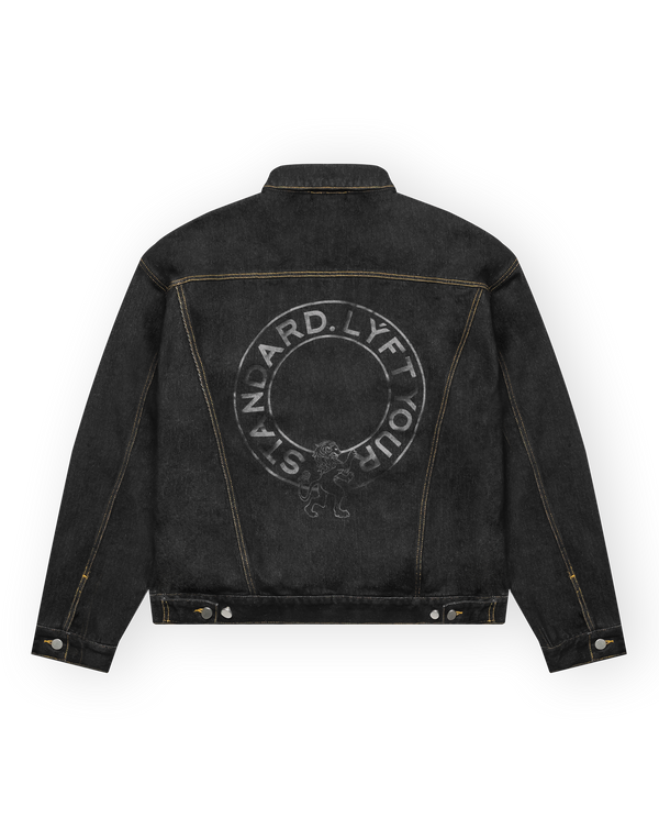 Back Emblem Denim Jacket - Black