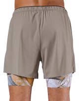 Layered Stretch Nylon Shorts - Beige