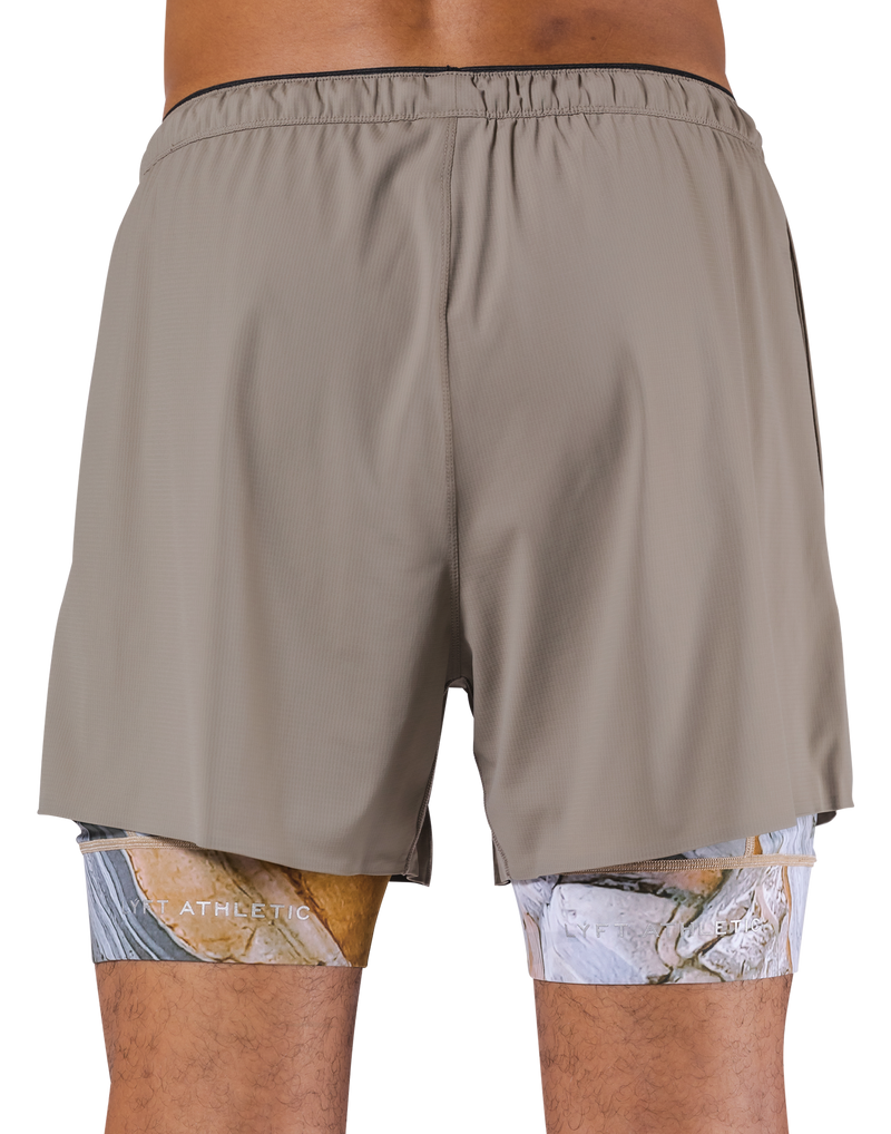 Layered Stretch Nylon Shorts - Beige