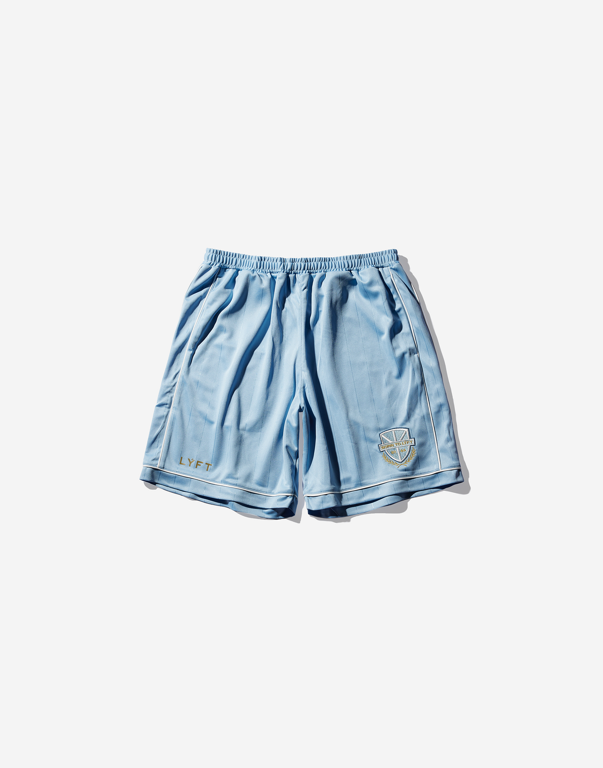 Pinstripe Emblem Shorts - L.Blue