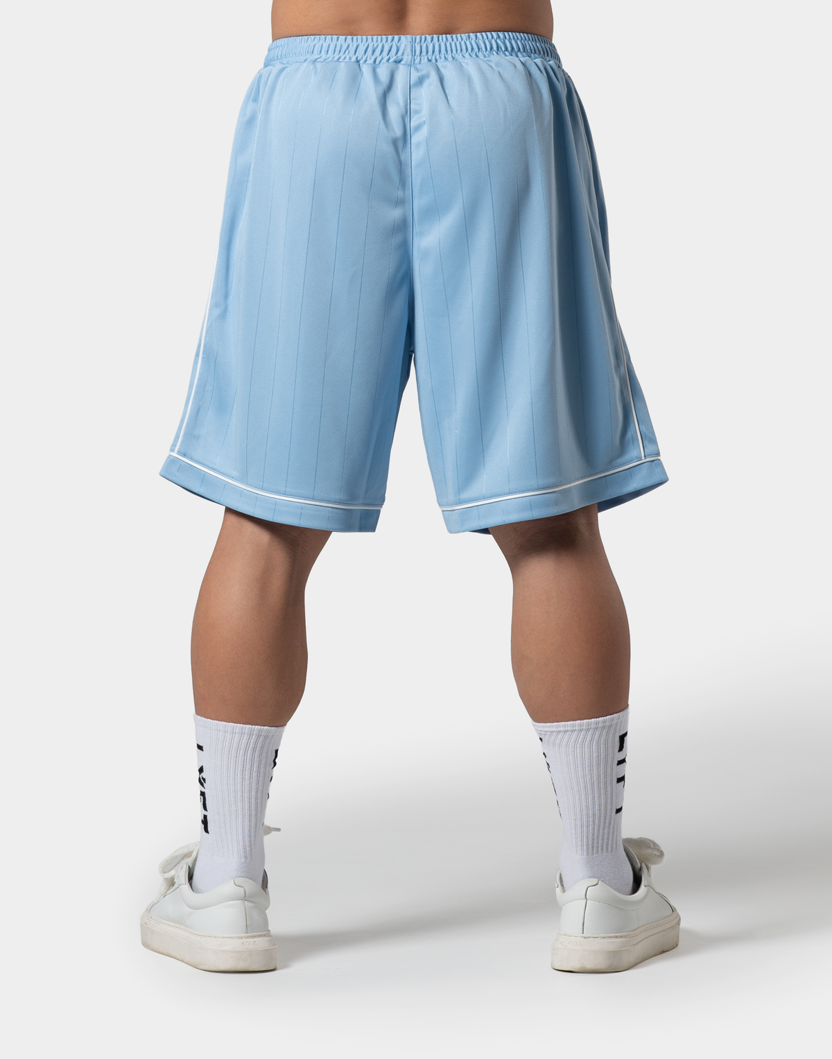 Pinstripe Emblem Shorts - L.Blue