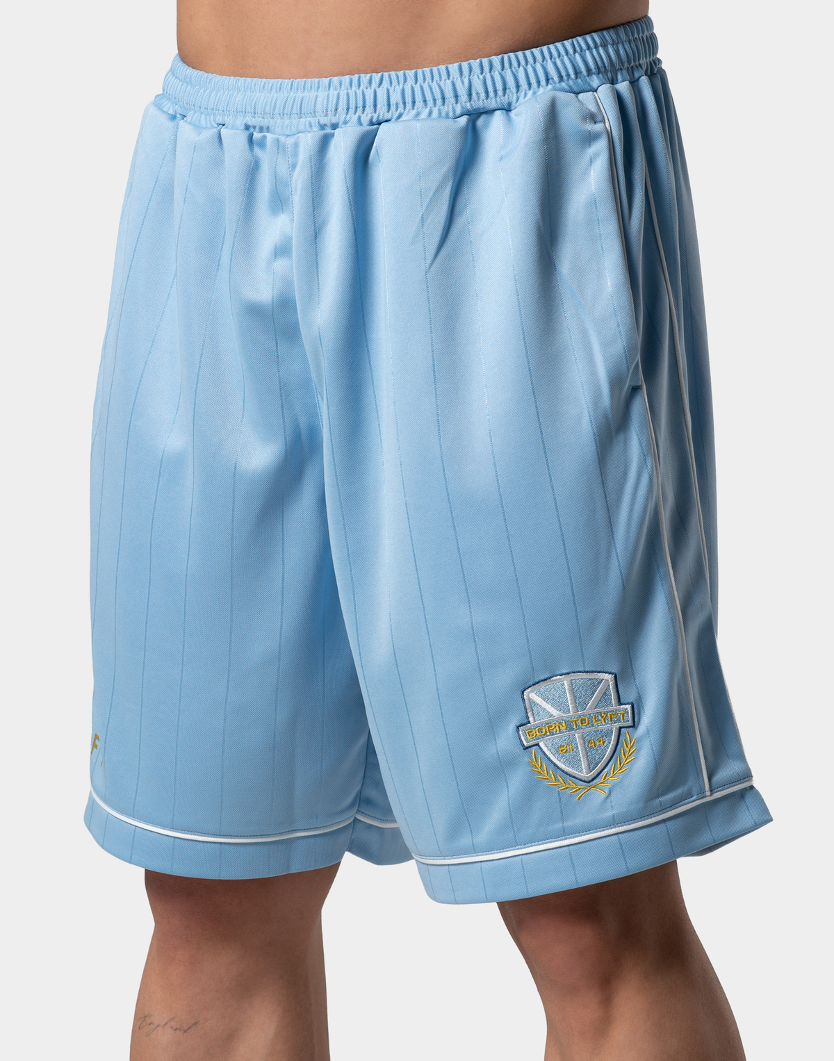 Pinstripe Emblem Shorts - L.Blue