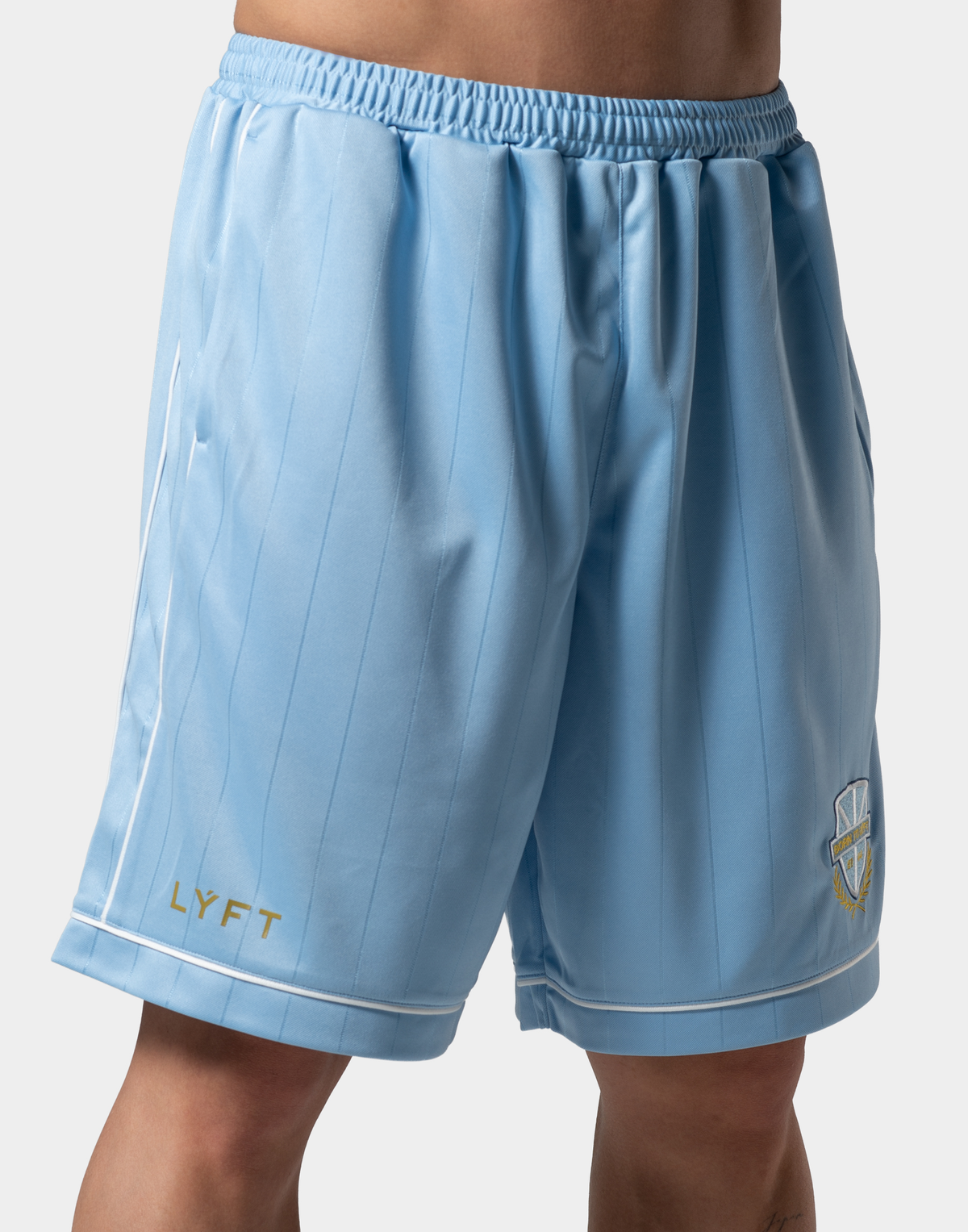 Pinstripe Emblem Shorts - L.Blue