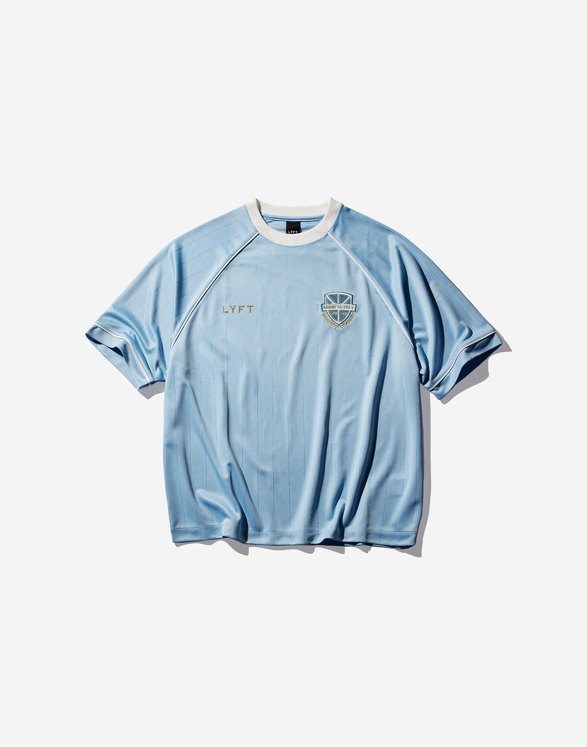 Pinstripe Emblem Big T-Shirt - L.Blue