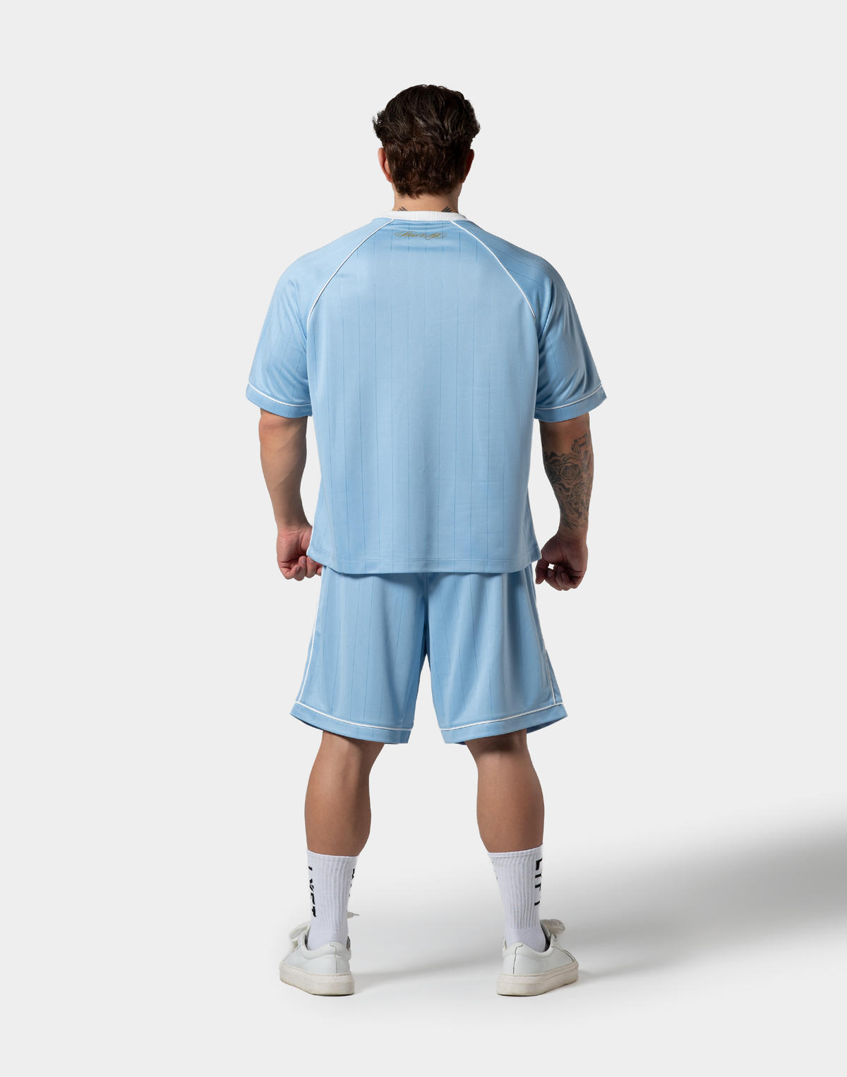 Pinstripe Emblem Big T-Shirt - L.Blue