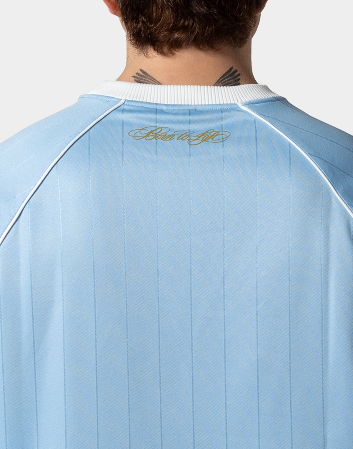 Pinstripe Emblem Big T-Shirt - L.Blue