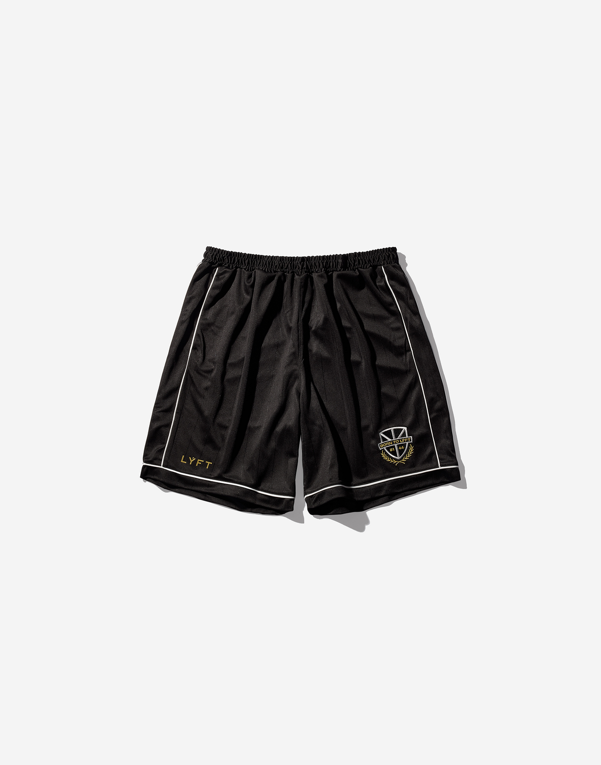 Pinstripe Emblem Shorts - Black