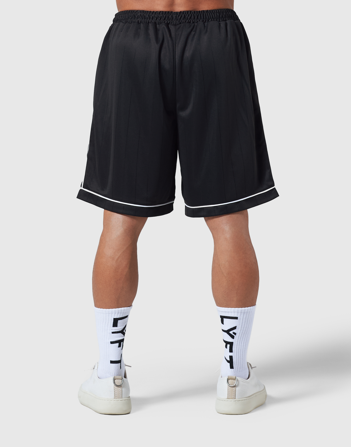 Pinstripe Emblem Shorts - Black