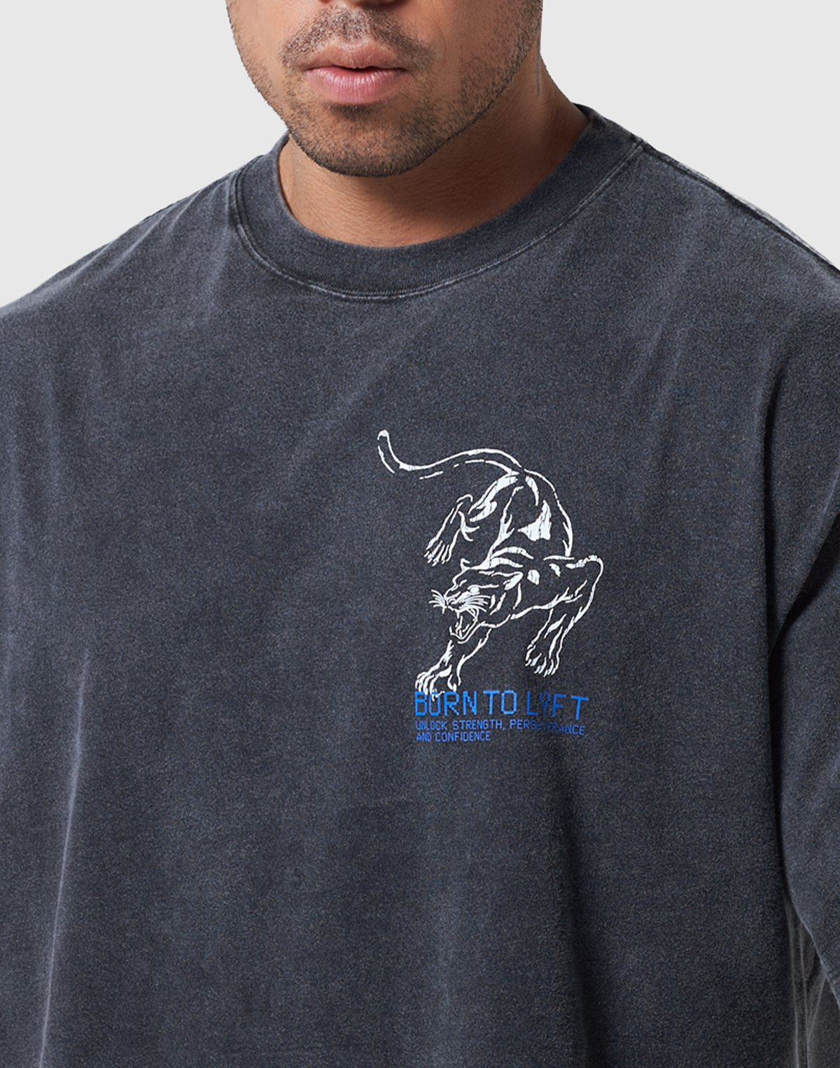 One Point Panther Vintage Big T-Shirt - Black